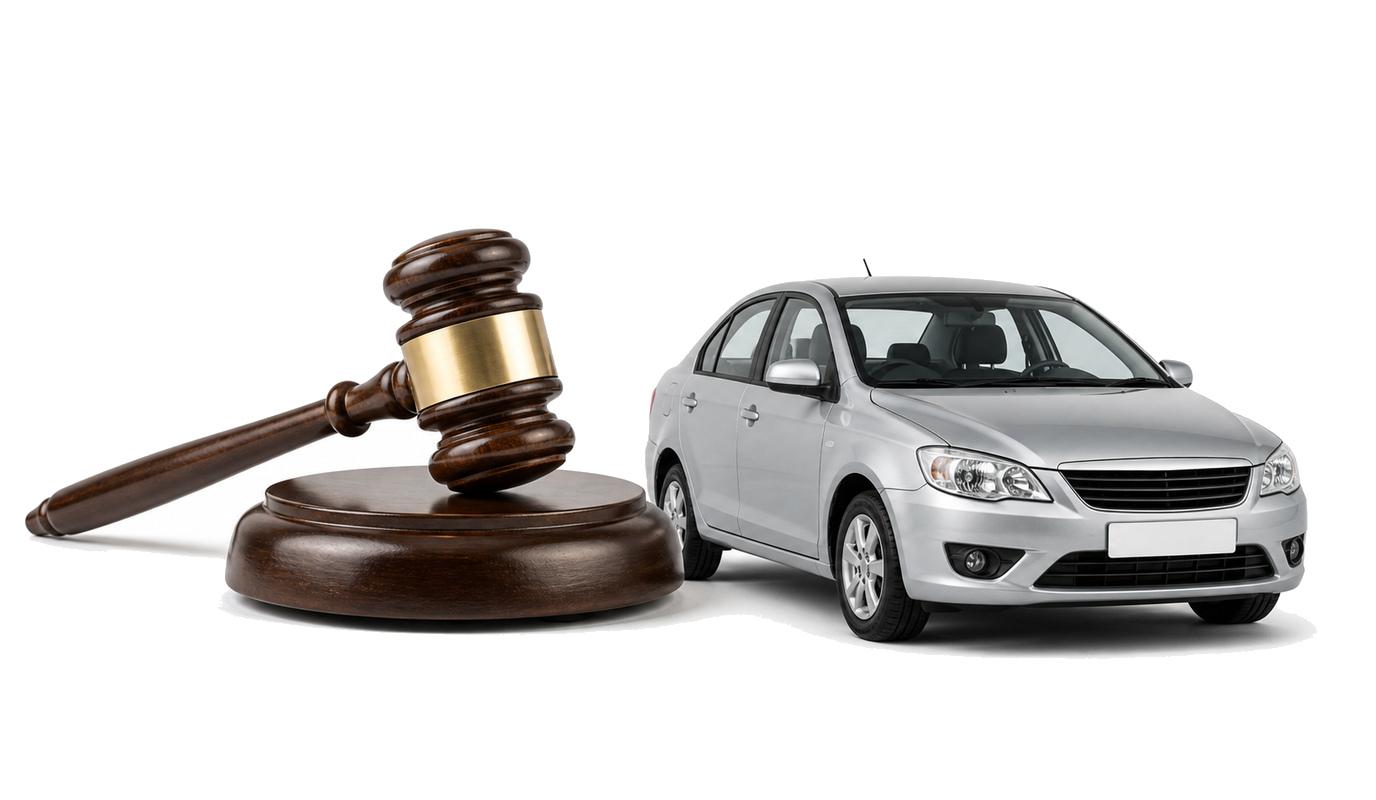 Auction gavel resting beside a model car